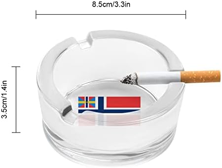 Норвешкото знаме стакло од стакло од пепел, тркалезна лента за пепел, симпатична убава сопственичка на пепел, за украсување на