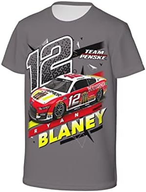 Asfrsh Ryan Blaney 12 кошула за Teen Girl & Boy Printing кратки ракави Атлетски класичен кошула со екипаж маица маица