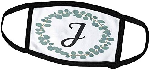 3drose Janna Salak Designs Collection Collection - Letter J Monogram Eucalyptus остава венец елегантно зеленило - маски за лице