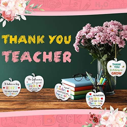 24 парчиња наставници во форма на јаболко, благодарни подароци украси, знак за чување акрилик, виси пензионирање Ви благодариме за подарок за подарок за подарок за н