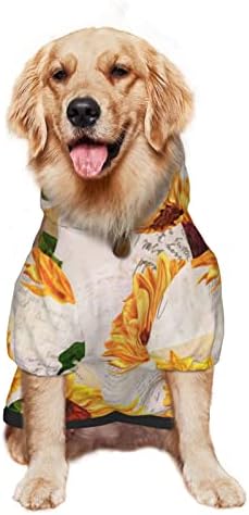 Големо кучиња худи гроздобер-сунџ-цвеќиња-цветни миленичиња џемпер со капа со мека мачка облека за мачки медиум