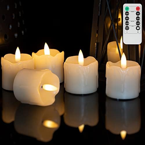 Селси реален восок без запалени свеќи со далечински тајмери, батерија 2 x2 оперирани лажни свеќи, фрлајќи восок од слонова коска