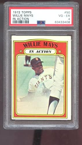 1972 Топпс 50 Вили Мејс во акција IA PSA 4 оценета бејзбол картичка MLB гиганти - картички за бејзбол со плочи