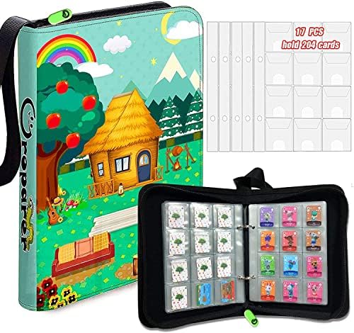 304 Држач за картички за игри со џебови за животински премини мини амибо картички со дополнителни ракави, прицврстувач за прибирање прицврстувачи за Nintendo Switch PS Vita Game