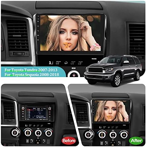 NHOPEEW 2+32G Безжично Apple Carplay Радио За Toyota Tundra 2007-2013 и Sequoia 2008-2018 СО JBL 10.1 инчен Android 11 Touhscreen
