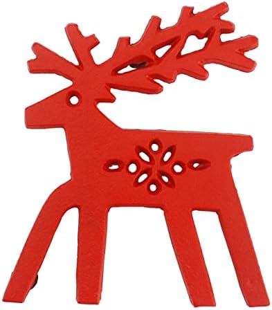 Tinsow Christmas Cast Iron Trivet Potholder за кујна или трпезариска маса со гумени штипки/нозе -Ред Елк/Снегулка