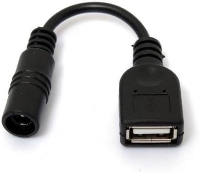 JSER 5V USB женски до DC Power Jack 5.5x2.1mm полнење Адптер кабел компатибилен за мобилен телефон и таблет и светлина