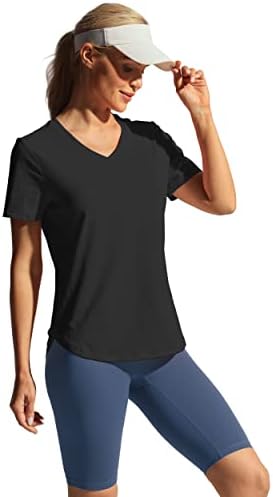 Кошули за тренингот на Хиверлеј за жени кратки ракави против вратот врвови атлетски брзи суви салата маици јога трчање мета
