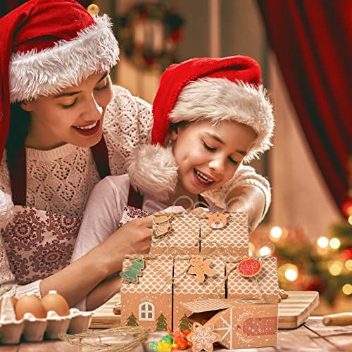 50 мини Божиќни торби кутии за колачиња, божиќен подарок Гуди кутии, креативни налепници во облик на храна за складирање на храна или подароци за забава за бебиња за