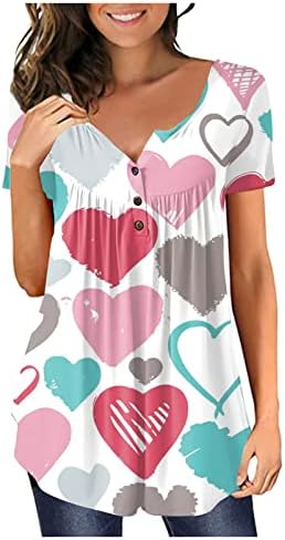 Женски летни врвови плус големина кошули за в Valentубените графички маички Y2K Облека за одмор што излегуваат на врвни подароци