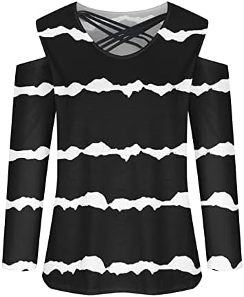 Женски врвови женски модни печатени врвни маици со долги ракави со долги ракави