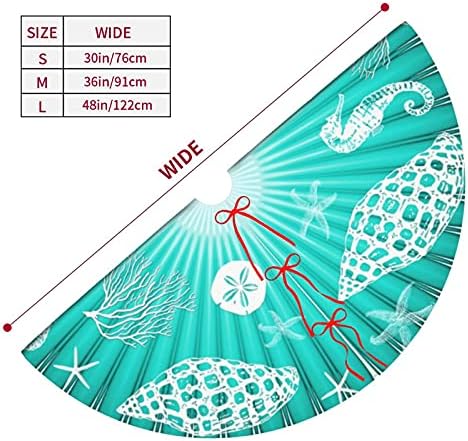 Здолниште За Новогодишна Елка од 48 инчи, Морски Зелен Морски Живот Тропски Тиркизен Божиќен Дезен Голема Подлога За Новогодишна Елка За Украс За Празнични Забави Р