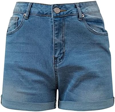 Зепервоба Бермуда шорцеви за жени тексас шорцеви за жени се протегаат со затемнети обични панталони со средно половини за жени за