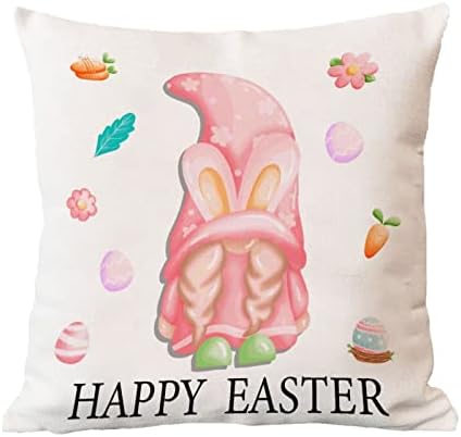 Велигденски гноми Велигденски фрли перница за покривање на акварел за зајаци за зајаци, пролет, покриен перница од плоштад, квадратна декортска перница со патент д