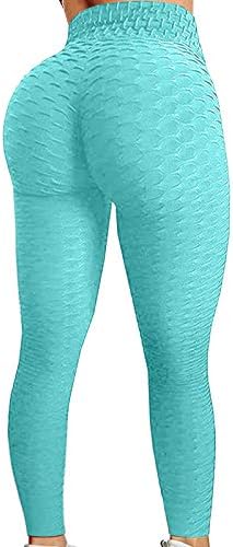 Sinzelimin јога панталони женски високи половини плус големина на стомак контрола 4-насочен хеланки за легирање на тренингот меур меур за кревање спортски панталони