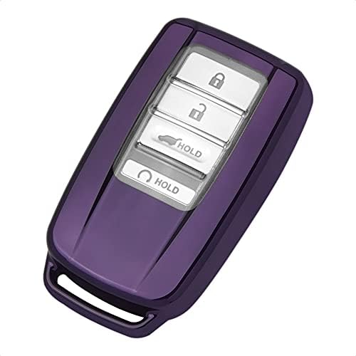 Tangsen Smart Key FOB Case Purple TPU заштитен капак компатибилен со Acura ILX MDX RDX RLX TLX 2 3 4 Додатоци за влез без копче за далечински