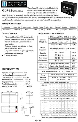Заменска батерија 12V 9AH SLA компатибилна со RBC2 APC PC9-12 - 6 пакет
