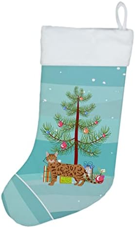 Богатства на Каролина CK4569CS Бенгал 2 мачки Среќен Божиќ Божиќно порибување, камин што виси чорапи Божиќна сезона забава Декорации за семејство