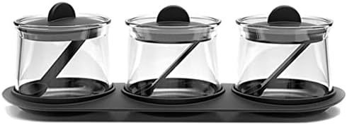 Шишиња за зачини PPGGZ со стакло за стакло со стакло со мерење на резервоарот за складирање на кујна за лажица за шише за зачинување на сол