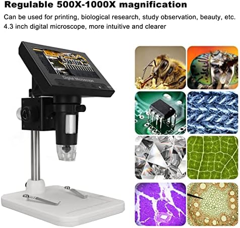 Дигитален микроскоп, микроскопио професионалниот 500x 1000x величеник 8 LED светла Една рака операција 4.3in за печатење