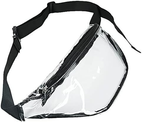 Everembrace Clear Fanny Pack, чиста торба стадион одобрена мода фани пакувања за жени со прилагодлива торба за половината за ленти