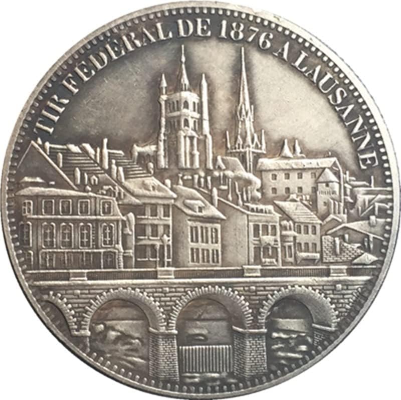1876 Швајцарски Монети Бакар Сребрени Антички Монети Монети Занаети Колекција Може Да Удар