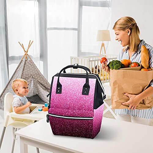 Розова Сјај Текстура Торба За Пелени Торби За Мумии Ранец Со Голем Капацитет Торба За Пелени За Нега На Бебиња
