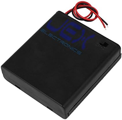 JEX Electronics Four/4x AA DIY држач за батерии кутија кутија 6V/4.8V со прекинувач за напојување и крајни жица завршува