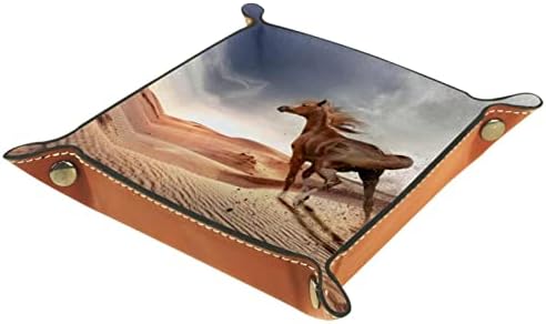 Кутии за складирање на ТАКАМЕНГ мали, коњ што трчаат во пустината, кожен талент сад за складирање на десктоп организатор за паричници