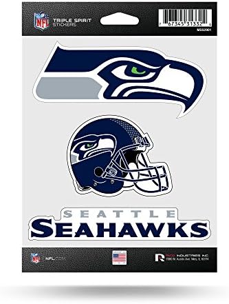 Rico Industries NFL Die Cut 3-парчен троен дух налепница, Сиетл Seahawks, 5 x 7-инчи