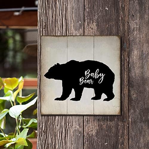Арупкеер бебе мечка дрвена знак фарма куќа мечка силуета дрво виси знак христијански списание wallиден декор виси плакета знак за