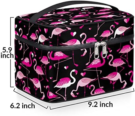 Фламинго Розова Торба За Шминка За Срце Организатор Патничка Тоалетна Торба Преносна Козметика Торба За Шминка Торбичка За