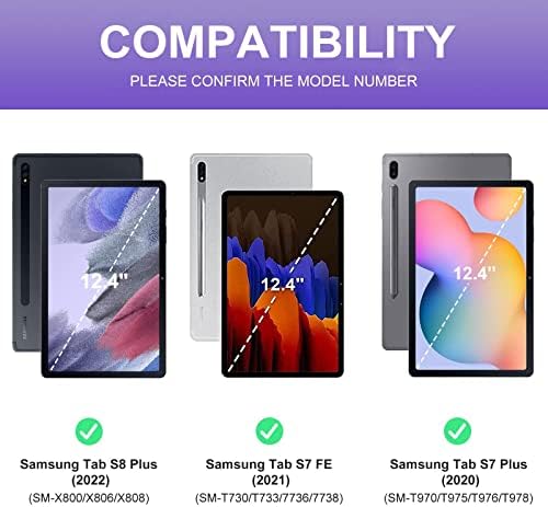 JADEMALL Galaxy Tab S7 fe Случај Со Тастатура Таблет Тастатура Случај За Samsung Galaxy Tab S8+/S7 FE/S7+, 7-Боја Позадинско Осветлување