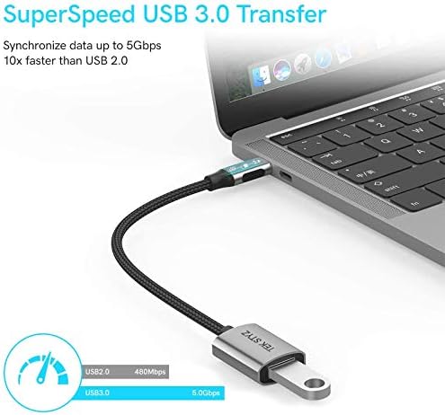 Адаптерот TEK Styz USB-C USB 3.0 работи за Alcatel Plus 12 OTG Type-C/PD машки USB 3.0 Femaleенски конвертор.