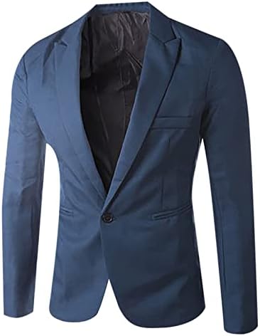 Mens Casual Slim Fit Cuit Coot 1 копче Дневно блејзер цврста боја деловна спортска палто врвови