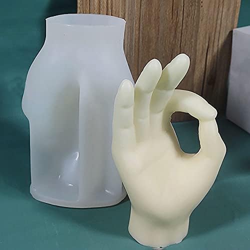 Bybycd Победа знак за свеќи 3D V-облик на прсти силиконски калапи ароматераписки калапи со рачно изработени сапуни од сапун,