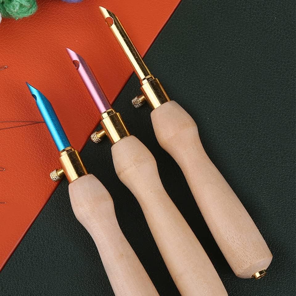 Комплети за везење игла за игли со прилагодлива дрвена капчиња за плетење пенкало DIY занаетчиски алатки за шиење