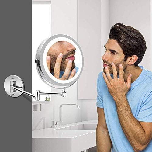 Lianxiao - Wallид монтиран шминка огледало за бричење на огледало за бричење на допир USB/AAA батерии Двоен извор