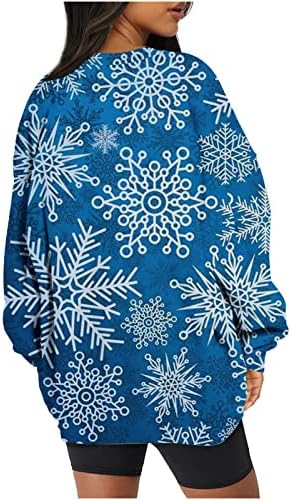 Brkewi грди Божиќни џемпери женски пад мода 2022 ултра преголеми блузи со долги ракави со екипаж, џемпери за улична облека