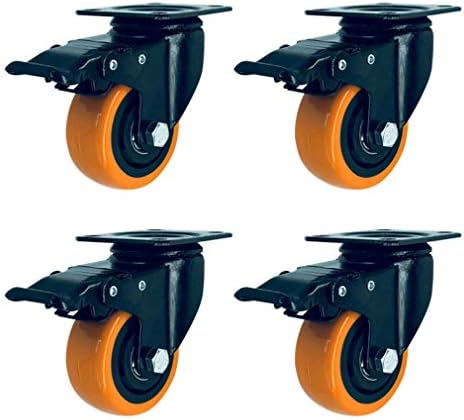 Тешки Тркала За Тркала-Комплет Од 4 Вртливи Плочи, Пвц Тркала Премиум Тешки Индустриски Тркала, со Горна Плоча од 360°, Двојно
