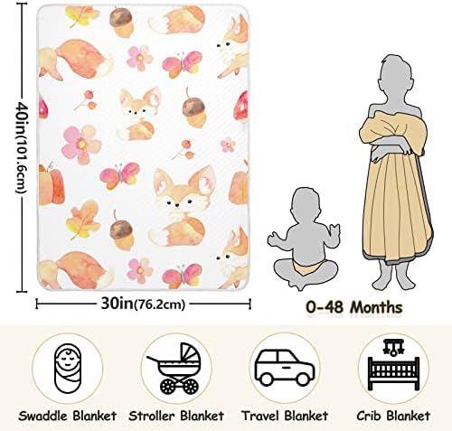 Swaddle Clabte Fox Печурка од печурки памучно ќебе за новороденчиња, примање ќебе, лесен меко висино ќебе за креветчето, шетач, расадник ќебиња,