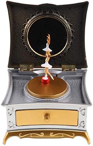 Музичка кутија XJJZS - Ретро музичка кутија за накит со фиоки за фиоки и балет за танцување девојче статуа Девојче за складирање на скапоцен