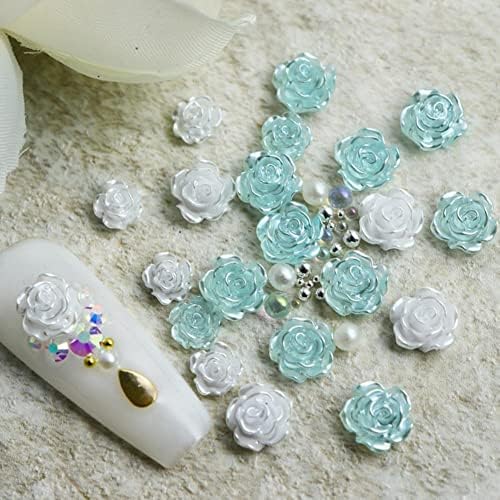 50 парчиња деликатни украси за нокти Тридимензионални декоративни пенливи нокти украси Камелија украси -