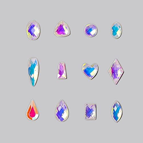 200pcs iridescent 3D накит за нокти AB рамни задни нокти накит Rhinestone 12 стилови Избор за нокти кристал Rhinestone, 090976