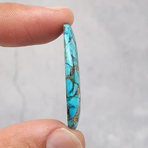 Реални геми 34 КТ. Лабава природна бакарна тиркизна брилијантен овален скапоцен камен, за накит што прави енергија, завиткување на жица,
