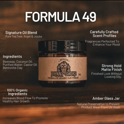 Formуни Сликс Формула 49 Оригинална глина Помаде - Органска помада за мажи со цврста форма и мат финиш - промовира здрав раст на косата и помага