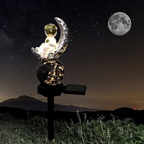 BQOQB Градина Сончев астронаут и планета со статуа на месечината за уредување на светла за уредување на водоотпорни декоративни за дворот, задниот