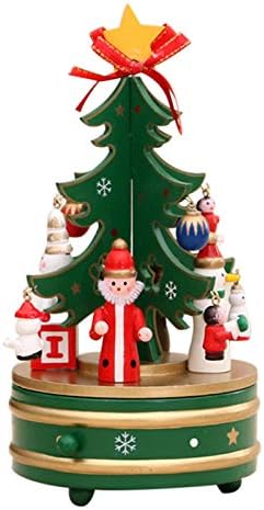 Исклучителна- музичка кутија новогодишна елка што ротира дрвена музичка кутија деца креативни Божиќни деца подароци Божиќни семејни десктоп атмосфера декорација