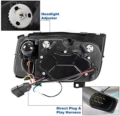 ZMAUTOPARTS LED Проектор Фарови Црна w/6.25 Сина DRL Светла Компатибилен со 1999-2005 Фолксваген Jetta Mk4