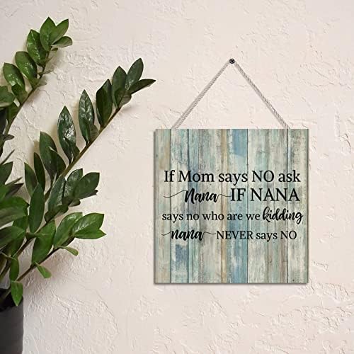 Yinrune дрвени wallидни знаци со велејќи ако мама не рече дека немојте да ја прашате Нана Рустик Дома декор знак мотивационен цитат за подароци за градинарски знаци со ј?
